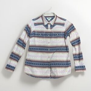 Ariat REAL Western Shirt Womens M Aztec Stripe Button Front Southwest Cotton